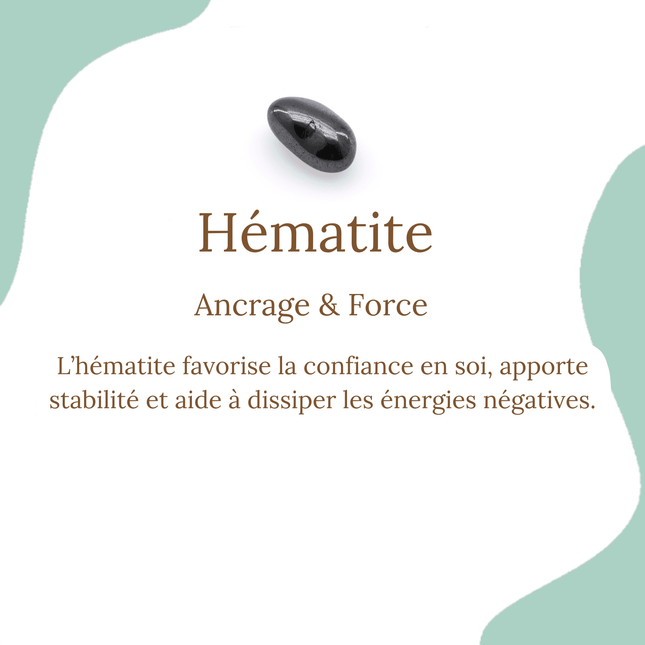 BRACELET CONCENTRATION/SOUTIEN HEMATITE ET CRISTAL DE ROCHE 8MM / CATEGORIE A /BRESIL