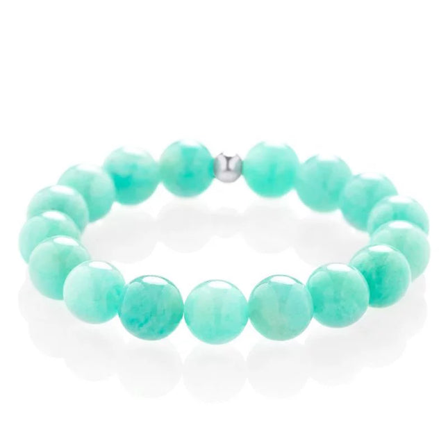 BRACELET CALME ET CONFIANCE EN SOI AMAZONITE 8mm / Catégorie A / Perle acier inoxydable