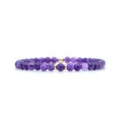 BRACELET ANTI-STRESS AMETHYSTE et Perles plaquées OR 18 CARATS 4 MM