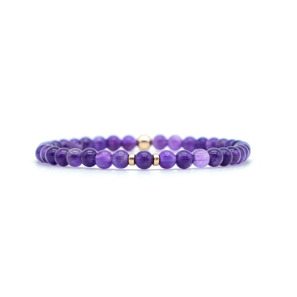 BRACELET ANTI-STRESS AMETHYSTE et Perles plaquées OR 18 CARATS 4 MM