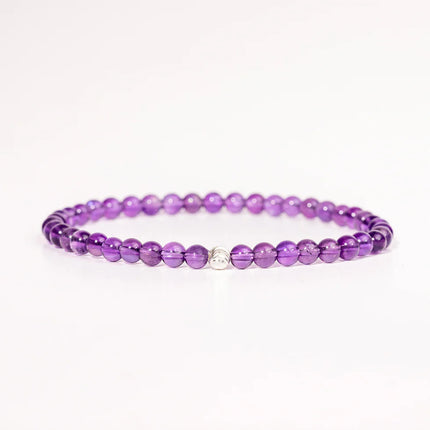BRACELET ANTI-STRESS AMETHYSTE ET PERLE ACIER INOXYDABLE 4mm