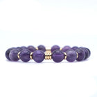 BRACELET ANTI-STRESS AMETHYSTE Catégorie AA / Perle plaquée OR 18 CARATS 8MM