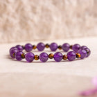 BRACELET PAIX ET POSITIVITE AMETHYSTE 8MM ET OEIL DE TIGRE 4MM