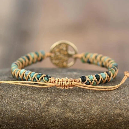 Bracelet en turquoise naturelle africaine et arbre de vie
