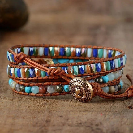 Bracelet enroulé turquoise naturelle et jaspe