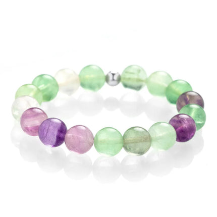 BRACELET ANTI-STRESS ET ANXIETE FLUORITE 8mm / Catégorie A / Perle acier inoxydable
