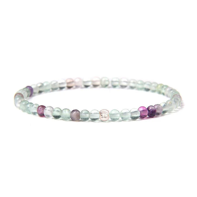 BRACELET ANTI-STRESS ET ANXIETE FLUORITE 4mm / Catégorie A / Perle acier inoxydable