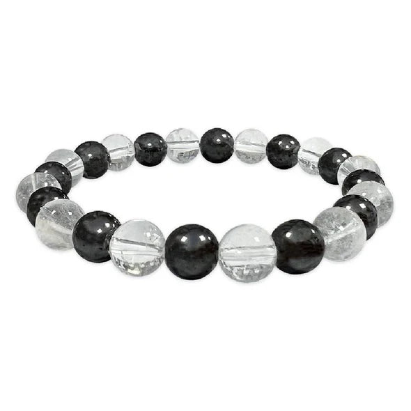 BRACELET CONCENTRATION/SOUTIEN HEMATITE ET CRISTAL DE ROCHE 8MM / CATEGORIE A /BRESIL