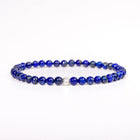 BRACELET CREATIVITE/SAGESSE LAPIS LAZULI ET PERLE ACIER INOXYDABLE 4MM