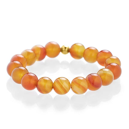 BRACELET CORNALINE 8mm / Catégorie A / Perle plaquée OR 18 CARATS