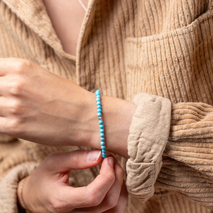 BRACELET SPECIAL HYPERSENSIBILITE HOWLITE BLEUE et Perle acier inoxydable 4MM