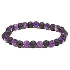 BRACELET ANTI-STRESS AMETHYSTE ET PIERRE DE LAVE 6mm