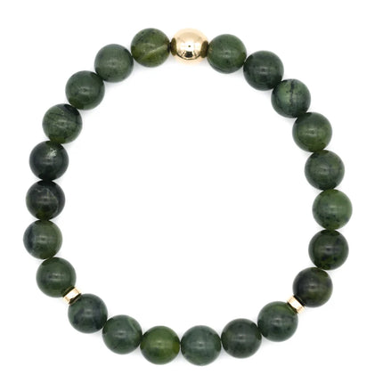 BRACELET EQUILIBRE JADE ET PERLE PLAQUEE OR 18 CARATS 8MM