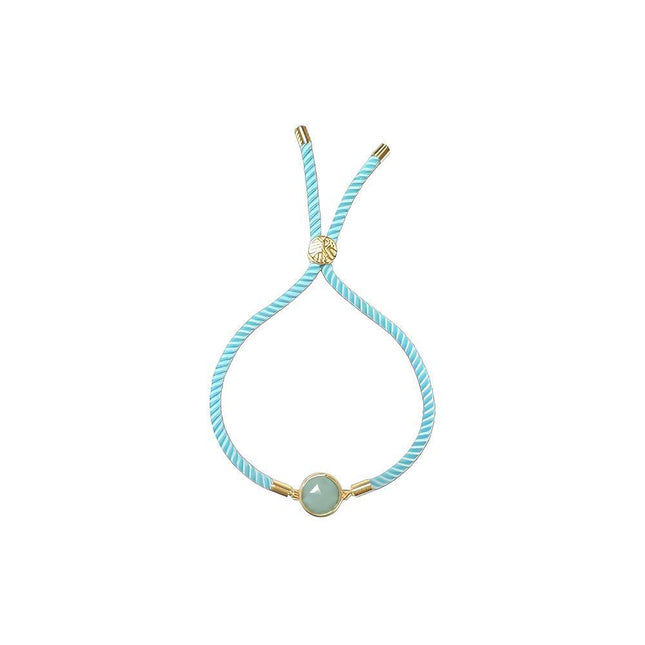 Bracelet Ajustable Corde Laiton Amazonite Rond Facetté 12mm